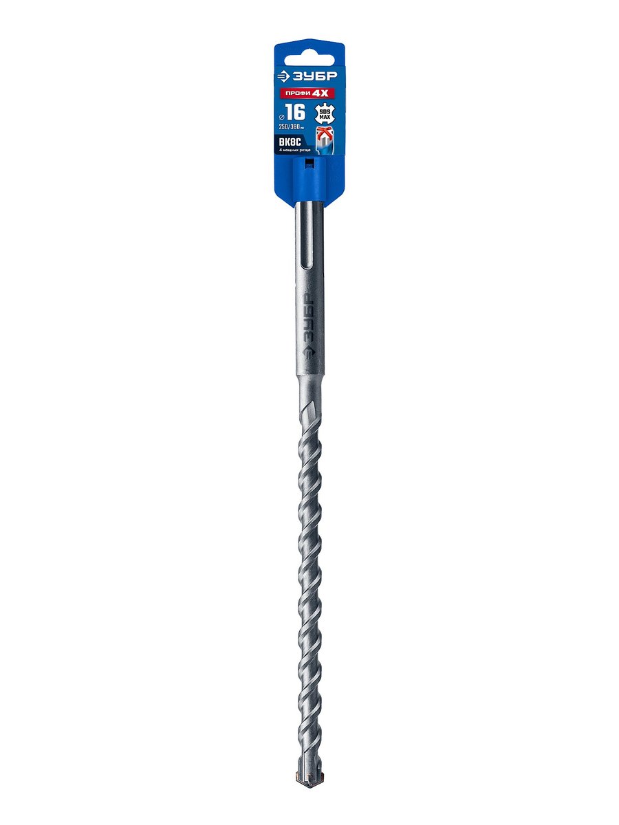 ЗУБР ПРОФИ-4Х 16x250/380 мм, SDS-max бур, ПРОФЕССИОНАЛ (29350-250-16)