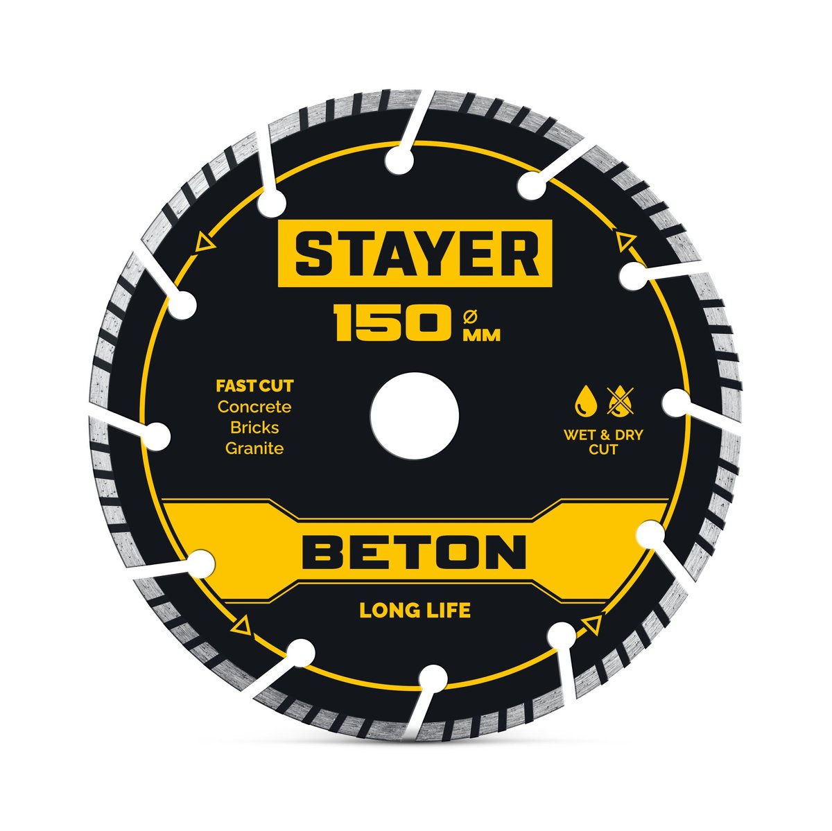 STAYER BETON 150 мм (22.2 х 7 х 2.4 мм), сегментный алмазный диск (3660-150)