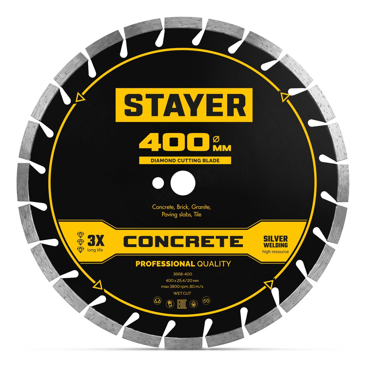 STAYER CONCRETE 400 мм, диск алмазный по бетону и камню, PROFESSIONAL (3668-400)