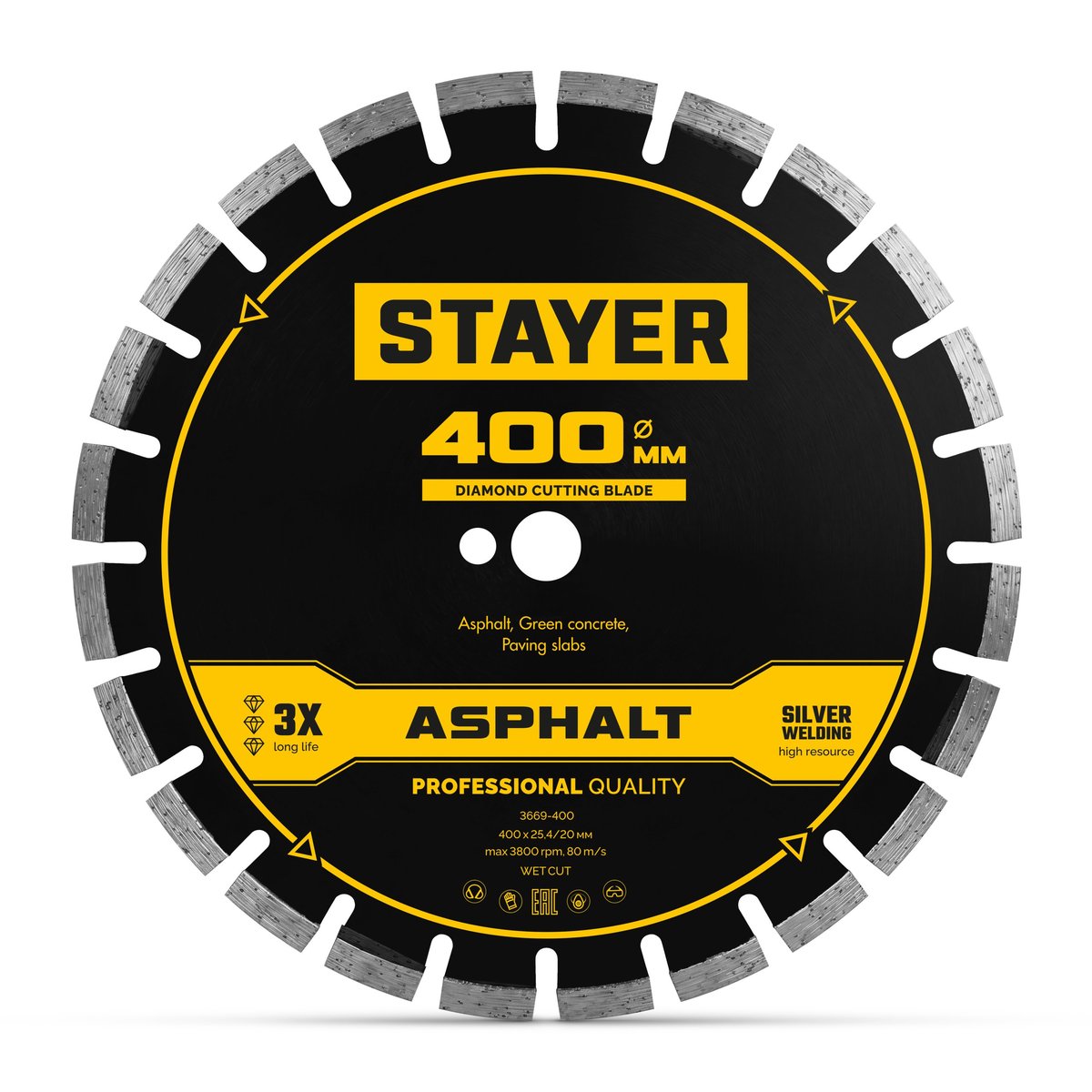 STAYER ASPHALT 400 мм, диск алмазный по асфальту, PROFESSIONAL (3669-400)