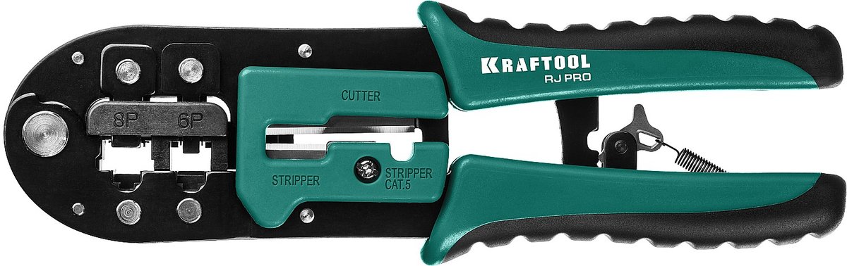 KRAFTOOL RJ-Pro, (RJ45, RJ11,RJ12), храповый механизм, универсальный кримпер (22698)