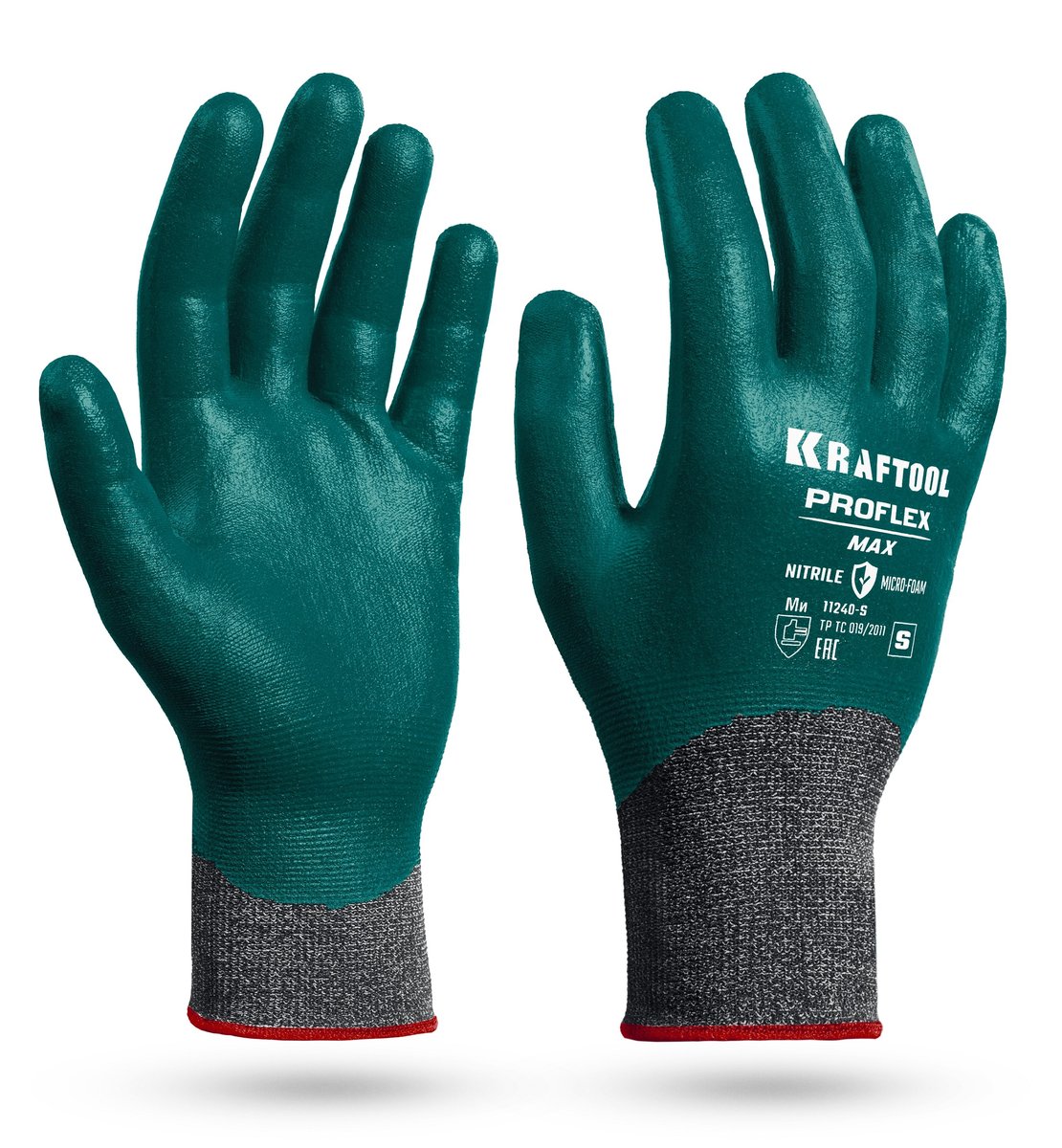 KRAFTOOL ProFlex Max, S (7), полный облив, эластичные перчатки, вспененное нитриловое покрытие, 15 класс (11240-S)